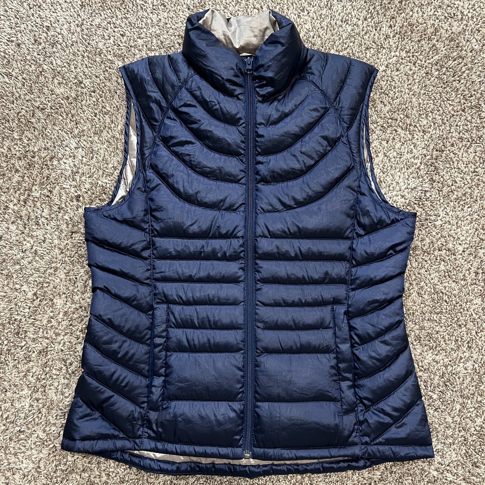 Bernardo Goose Down Puffer Vest Women's Medium Navy Blue Zip Pockets
